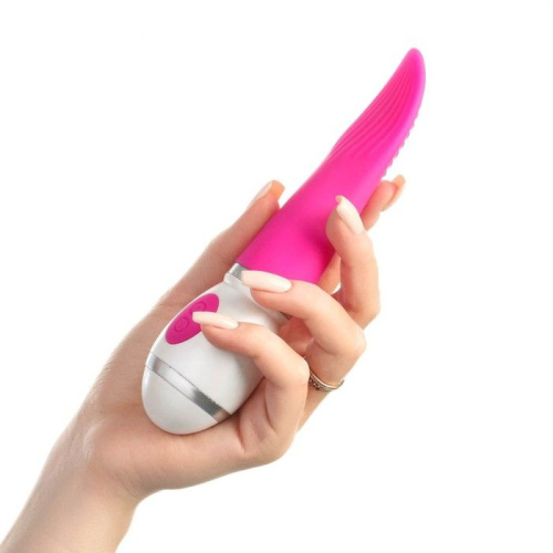 Ярко-розовый вибратор-язык Tongue Lick - 16,5 см. фото 5