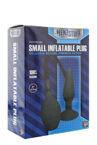 Чёрная анальная пробка с функцией расширения Small Inflatable Plug - 12,5 см. фото 2