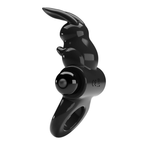 Черное эрекционное кольцо со стимулятором клитора в виде кролика Exciting ring фото 2