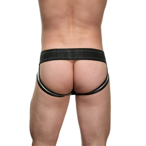 Мужские блестящие серебристо-черные трусы-джоки фото 2