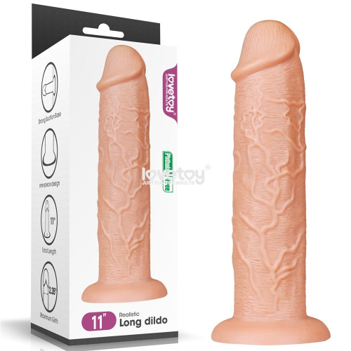Телесный фаллоимитатор-гигант 11 Realistic Long Dildo - 28 см. фото 2