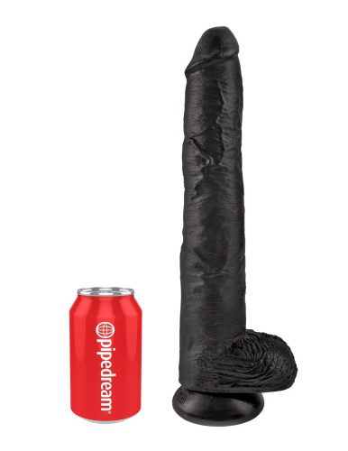 Чёрный фаллоимитатор-гигант 14  Cock with Balls - 37,5 см. фото 2