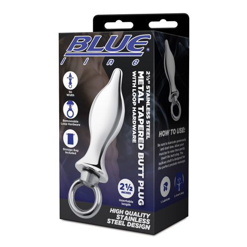 Металлический плаг с кольцом Stainless Steel Metal Tapered Butt Plug With Loop Hardware - 10 см. фото 5