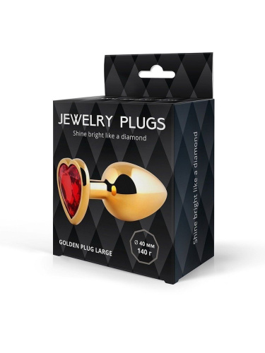 Золотистая анальная пробка с красным кристаллом - 9 см. фото 4 Золотистая анальная пробка с красным кристаллом - 9 см. фото 4