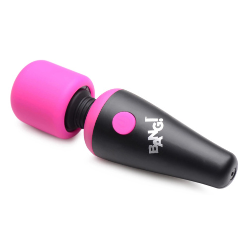 Розово-черный мини-вибромассажер 10X Vibrating Mini Silicone Wand фото 2