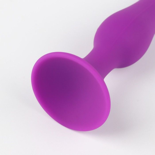 Фиолетовая коническая силиконовая анальная пробка Soft - 10,5 см. фото 3