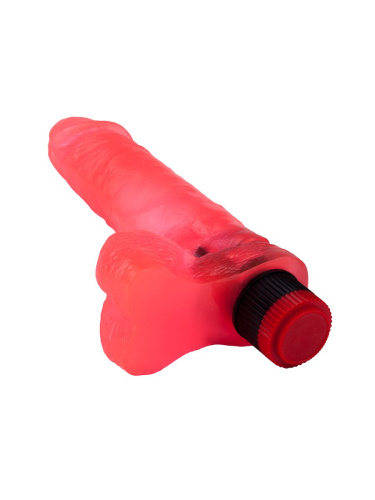 Розовый гелевый вибромассажёр в виде фаллоса - 19 см. фото 4