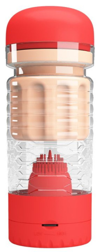 Вибромастурбатор-вагина Emily в красной колбе Вибромастурбатор-вагина Emily в красной колбе