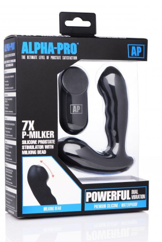 Черный стимулятор простаты Alpha-Pro 7X P-Milker Silicone Prostate Stimulator with Milking Bead фото 3