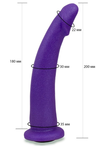Фиолетовая гладкая изогнутая насадка-плаг - 20 см. фото 2