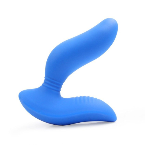Синий вибромассажер простаты 3,5’’ Remote Control Curve P-spot Massager - 12 см. фото 3