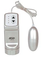 Серебристое виброяйцо с пультом управления на проводе