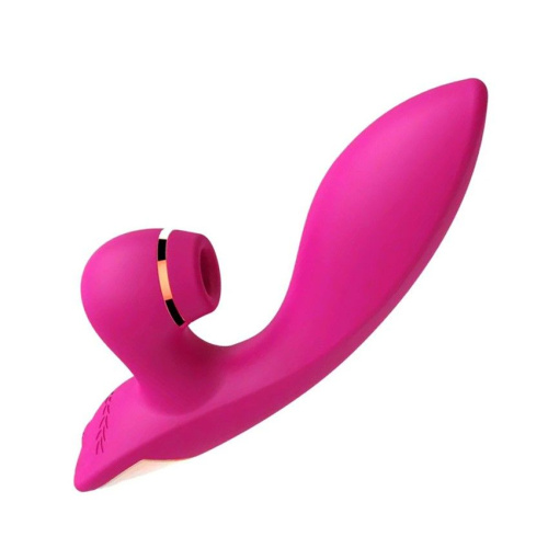 Розовый вибратор-кролик с вакуумной стимуляцией 5’’ Silicone Suction Kiss - 20,3 см. фото 4