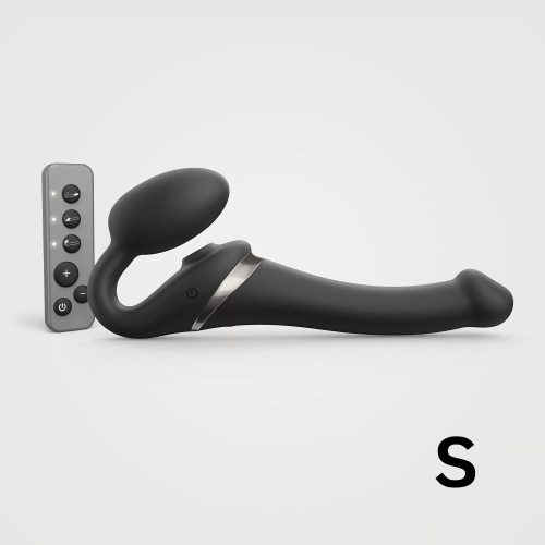Черный безремневой страпон Multi Orgasm Size S с клиторальной стимуляцией фото 3