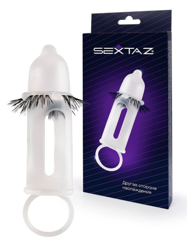 Эластичная насадка на пенис с подхватом мошонки и стимулирующими «ресничками» фото 2 Эластичная насадка на пенис с подхватом мошонки и стимулирующими «ресничками» фото 2