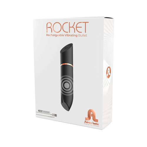 Черная перезаряжаемая вибропуля Rocket со скошенным кончиком фото 4
