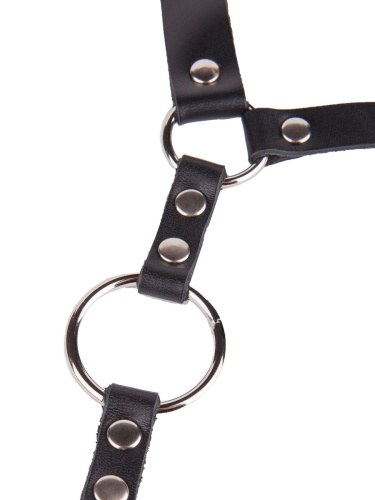 Кляп-кольцо на чёрных кожаных ремешках с застёжкой фото 5