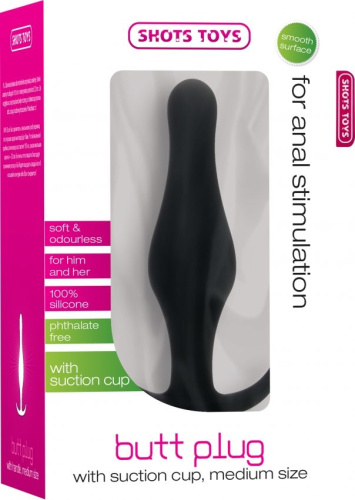 Чёрная анальная пробка Butt Plug with Handle Medium - 12,6 см. фото 3