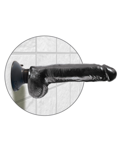 Чёрный виброфаллос со съемной присоской 9  Vibrating Cock with Balls - 22,9 см. фото 2