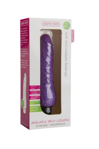 Фиолетовый вибратор-реалистик Realistic Skin Vibrator Small - 16,3 см. фото 2