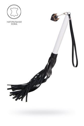 Плеть с белой рукоятью и чёрными хлыстами - 50 см.