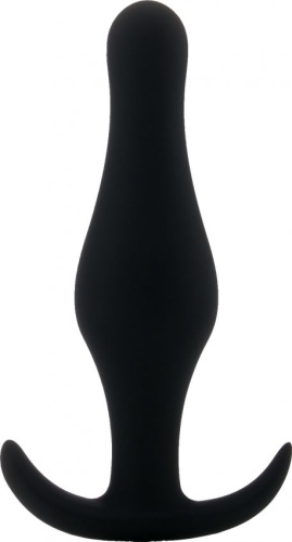 Чёрная анальная пробка Butt Plug with Handle Medium - 12,6 см.