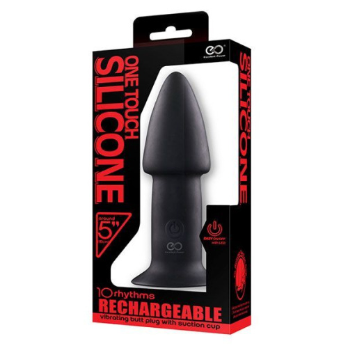 Черный анальный вибратор 5INCH RECHARGEABLE BUTTPLUG - 12,7 см. фото 2
