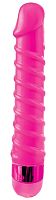 Розовый вибромассажер с винтовыми ребрышками Candy Twirl Massager - 16,5 см.