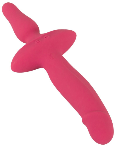 Розовый двусторонний вибратор 2in1 Vibrator & Butt Plug фото 5