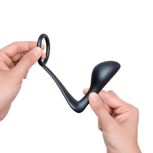 Черное эрекционное кольцо со стимулятором простаты Ringer Cock Ring & Plug фото 6