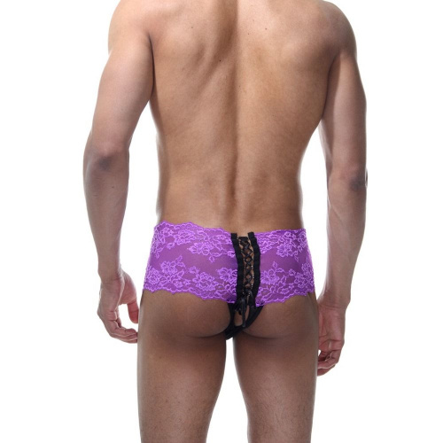 Мужские фиолетово-черные трусы с пикантной шнуровкой фото 2 Мужские фиолетово-черные трусы с пикантной шнуровкой фото 2