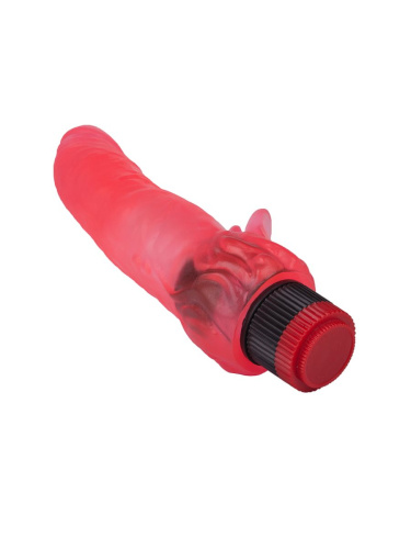 Розовый гелевый вибратор с клиторальными лепестками - 18,5 см. фото 4