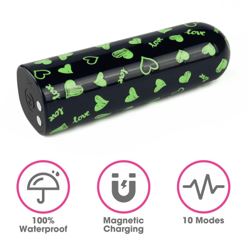 Мини-вибратор Rechargeable Glow-in-the-dark Heart Massager - 8,5 см. фото 3