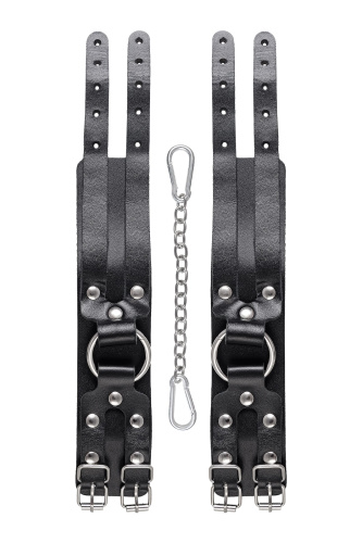 Черные кожаные оковы с двумя ремешками фото 6 Черные кожаные оковы с двумя ремешками фото 6