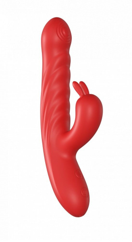 Красный силиконовый вибратор-кролик с фрикциями - 22 см. Красный силиконовый вибратор-кролик с фрикциями - 22 см.