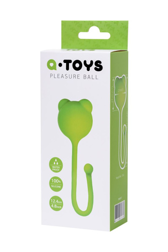 Зеленый силиконовый вагинальный шарик A-Toys с ушками фото 5