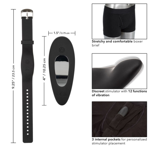 Черные трусы-боксеры с вибромассажером Remote Control Panty Set L/XL фото 2