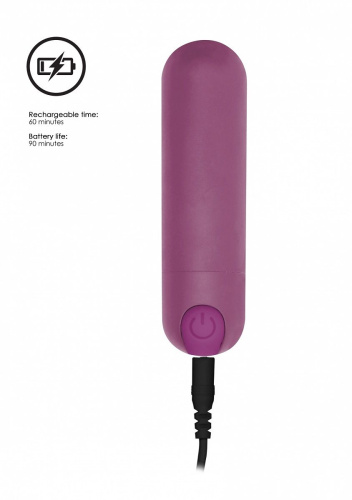 Фиолетовая перезаряжаемая вибропуля 7 Speed Rechargeable Bullet - 7,7 см. фото 2