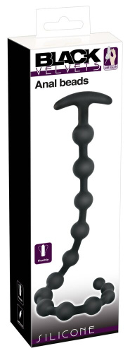 Черные анальные бусы Anal beads - 50 см. фото 2