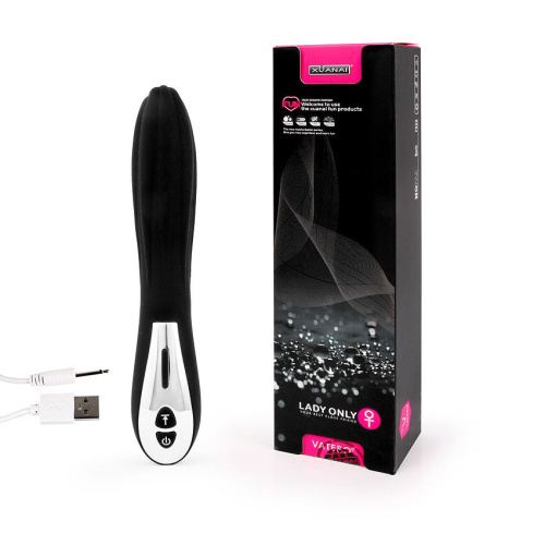 Черный вибромассажер с 12 режимами вибрации - 23 см. фото 2