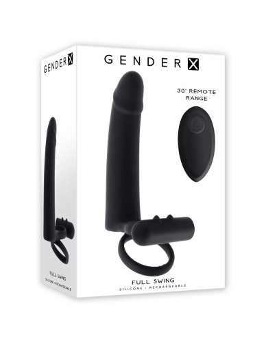 Черная вибронасадка для двойного проникновения Full Swing фото 2