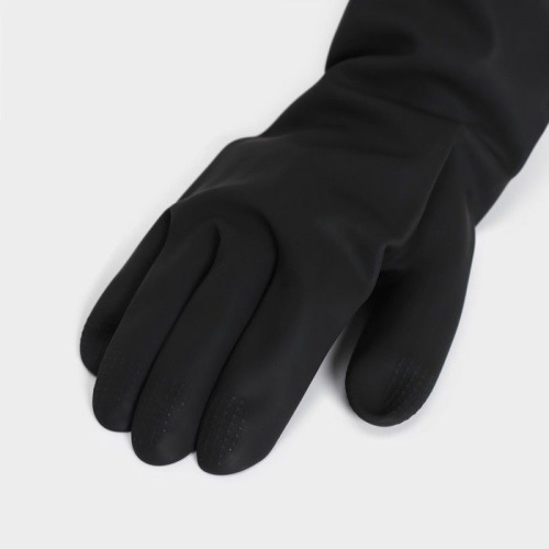 Черные хозяйственные латексные перчатки (размер L) фото 2