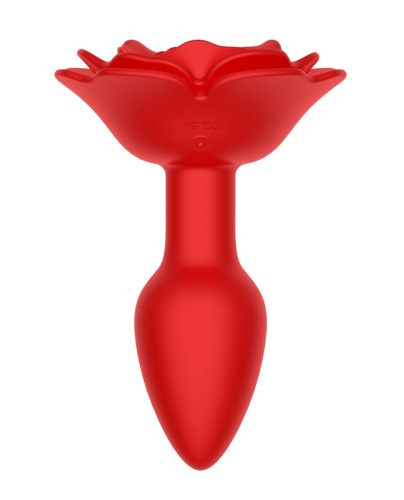 Красный анальный вибростимулятор в форме розы фото 3