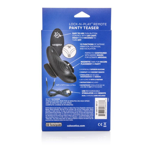 Чёрный вибростимулятор для ношения в трусиках Lock-N-Play Remote Panty Teaser фото 3