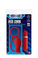 Красная вибровтулка MENZSTUFF ASS CORK SMALL - 7,5 см.