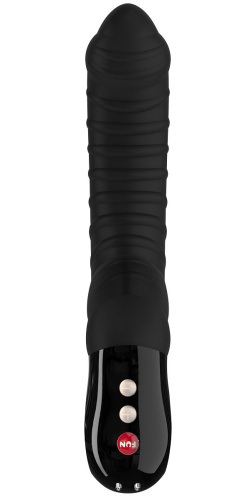 Черный вибратор с рёбрышками Tiger Black Line - 22,3 см. фото 3