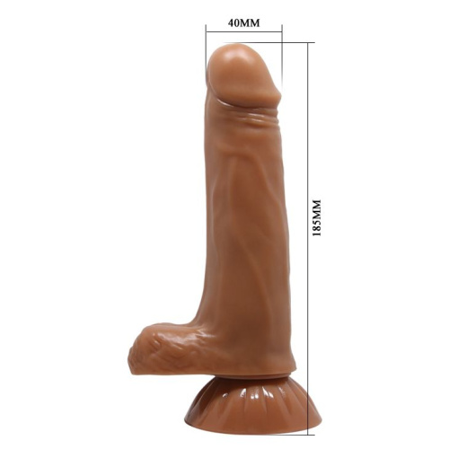 Коричневый вибратор с вращением и поступательными движениями Easton - 18,5 см. фото 4