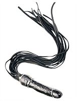 Черная плеть с рукоятью-фаллосом - 74 см.