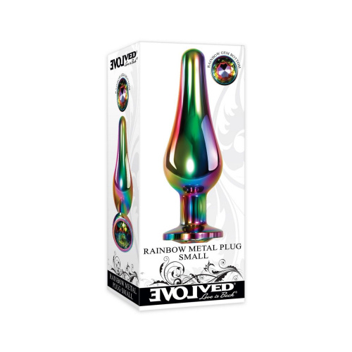 Радужная анальная пробка Rainbow Metal Plug Small - 9,4 см. фото 4