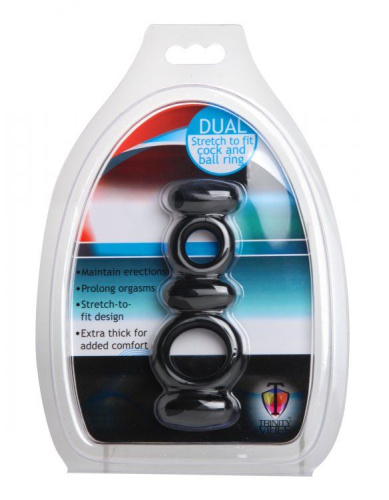 Двойное эрекционное кольцо Dual Stretch To Fit Cock and Ball Ring фото 3